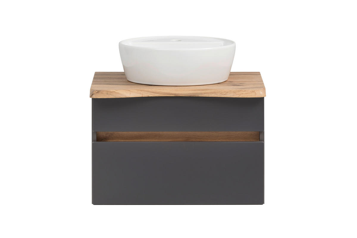 WASCHTISCHKOMBI 61 cm  - Graphitfarben/Weiß, Natur, Keramik/Holzwerkstoff (61cm) - Xora