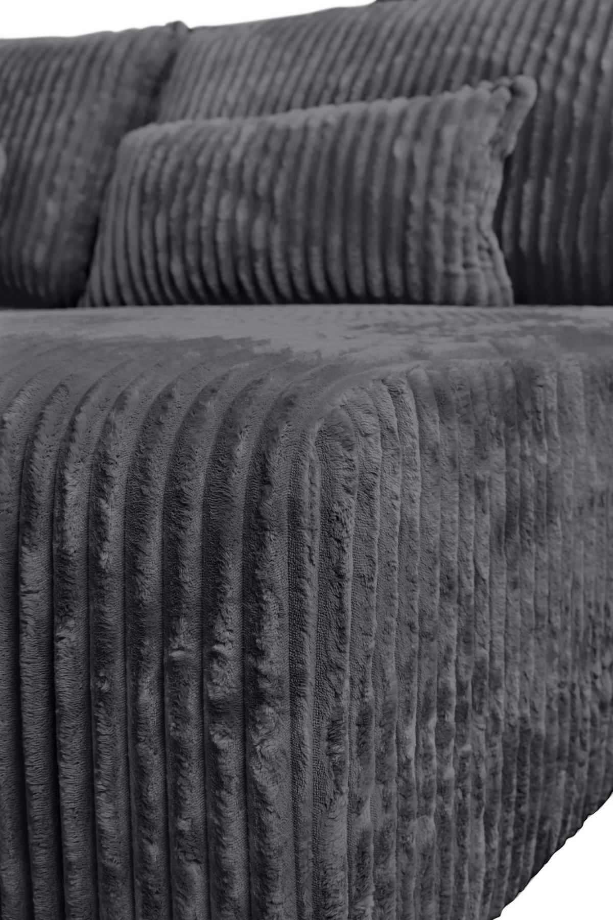 ECKSOFA in Cord Schwarz  - Schwarz, Modern, Holz/Textil (210/145cm) - MID.YOU