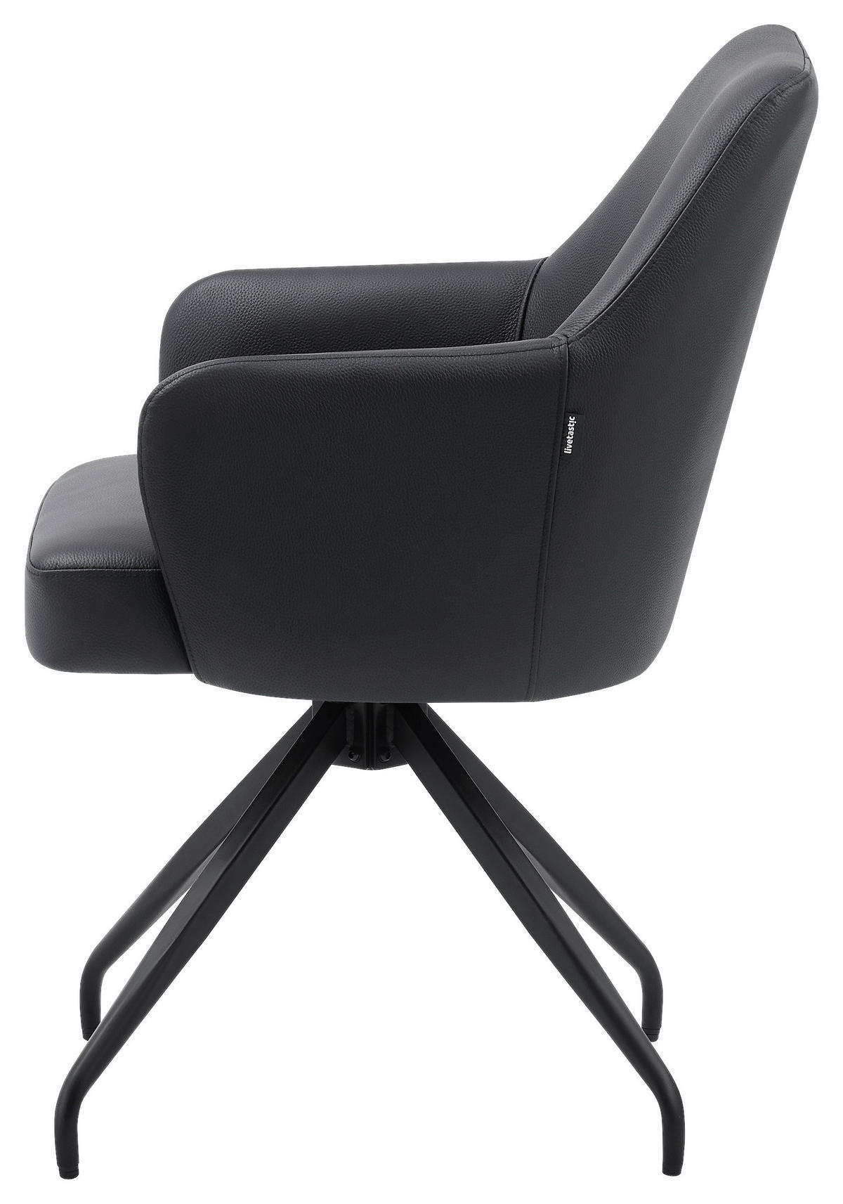 STOLICA S NASLONOM ZA RUKE  crna  drvo, metal, koža      - crna, Moderno, koža/drvo (57,5/83,5/63cm) - Livetastic