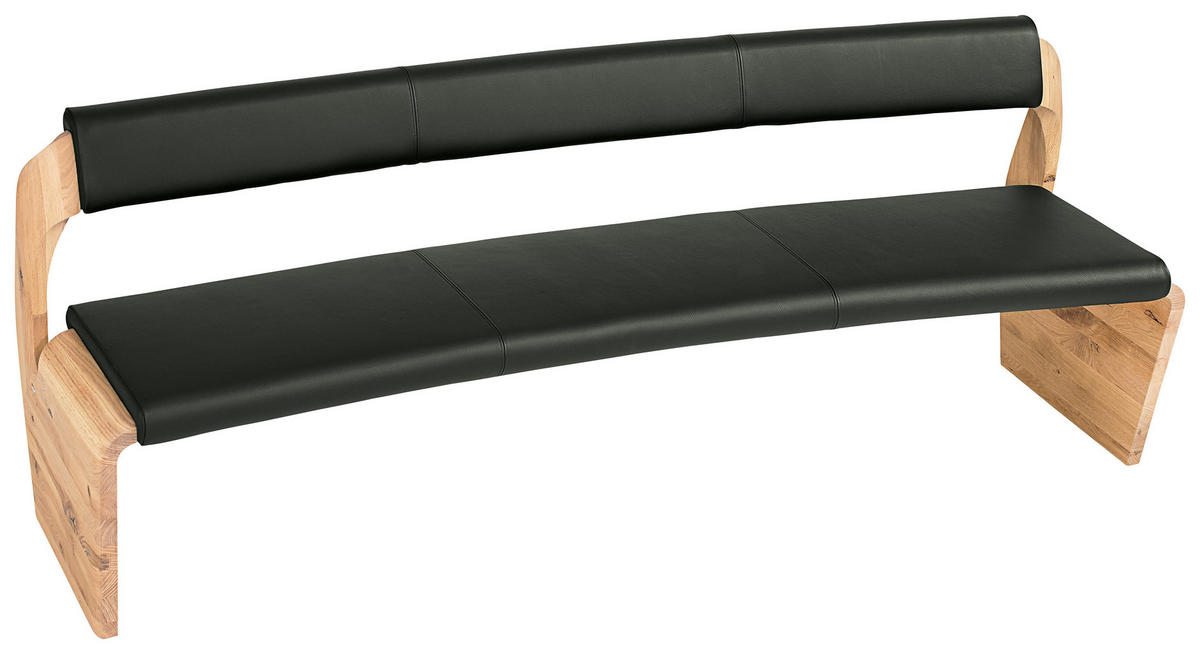 SITZBANK 187/84/69,6 cm  in Eichefarben, Olivgrün  - Eichefarben/Olivgrün, Natur, Leder/Holz (187/84/69,6cm) - Voglauer