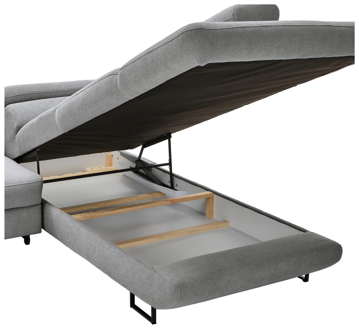 ECKSOFA in Webstoff Grau  - Schwarz/Grau, Design, Textil/Metall (280/235cm) - Hom`in