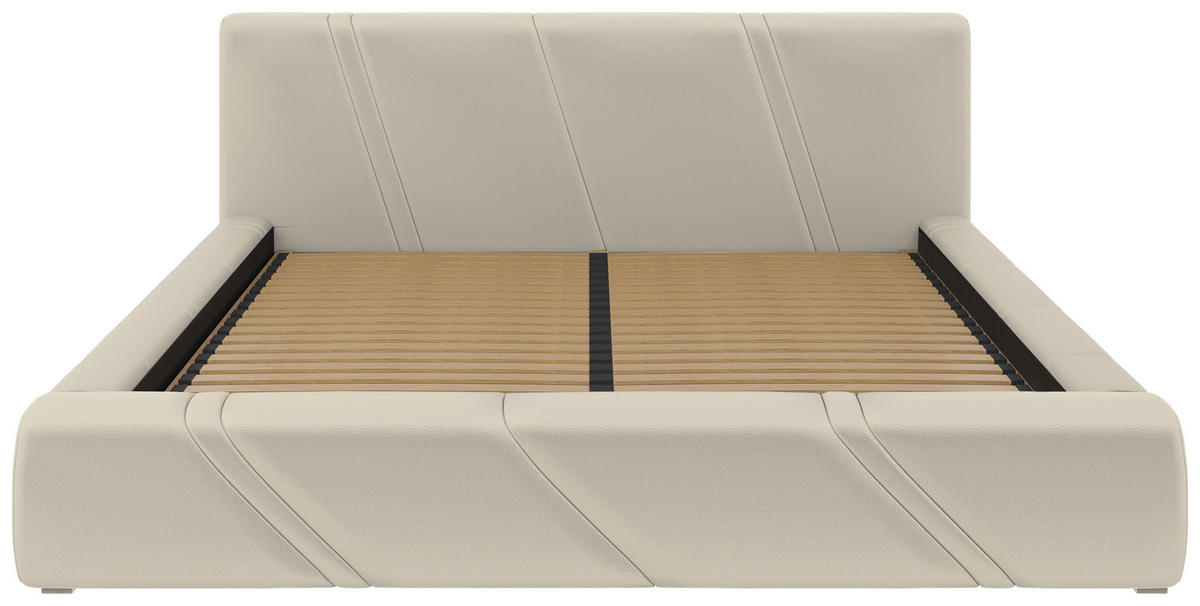 POLSTERBETT 180/200 cm,  in Beige, gepolstertes Kopfteil, Lattenrost, Bettkasten,  - Beige/Schwarz, Design, Holz/Kunststoff (180/200cm) - Chameo