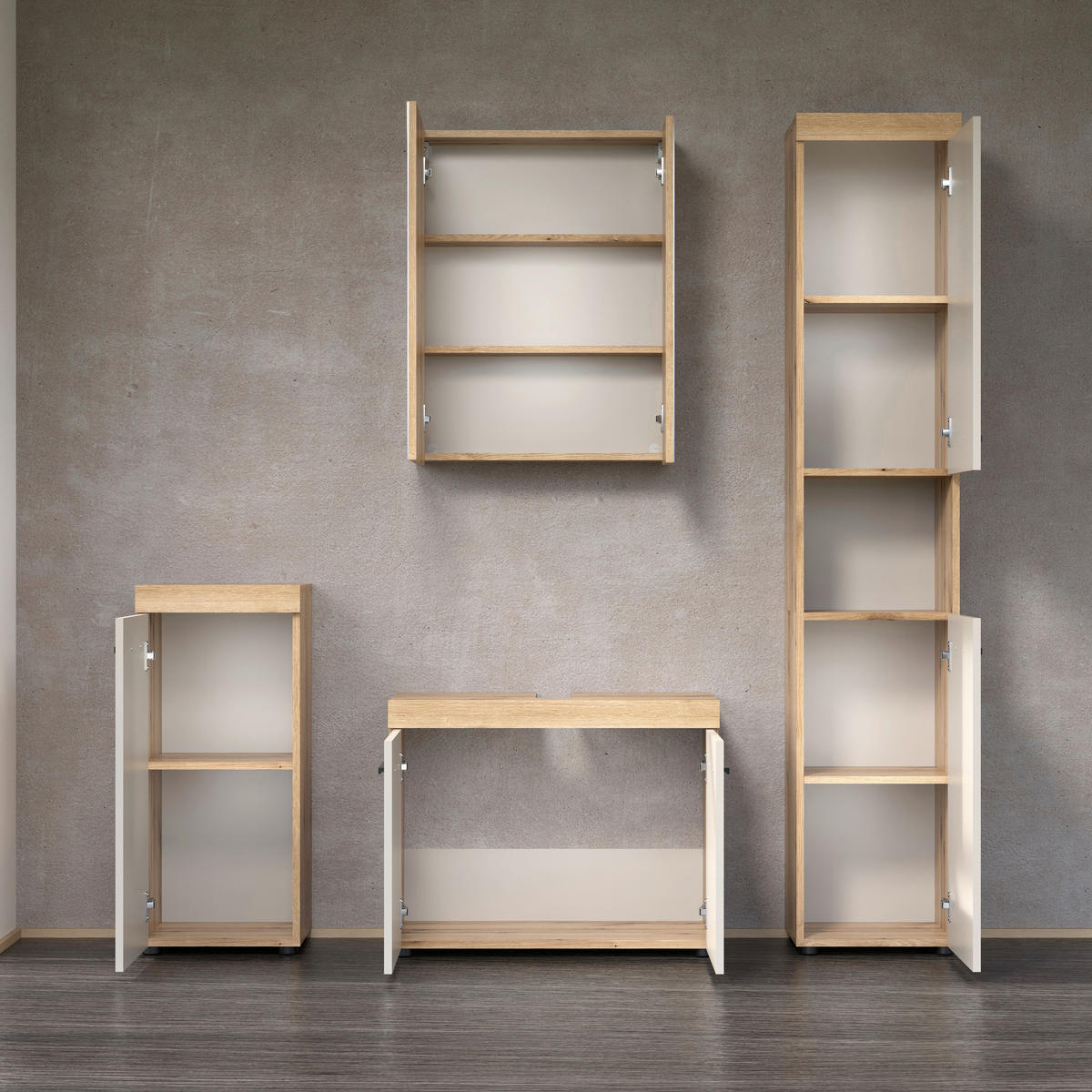 KOUPELNA barvy dubu, kašmírová  - černá/barvy dubu, Trend, kompozitní dřevo/plast (164cm) - MID.YOU