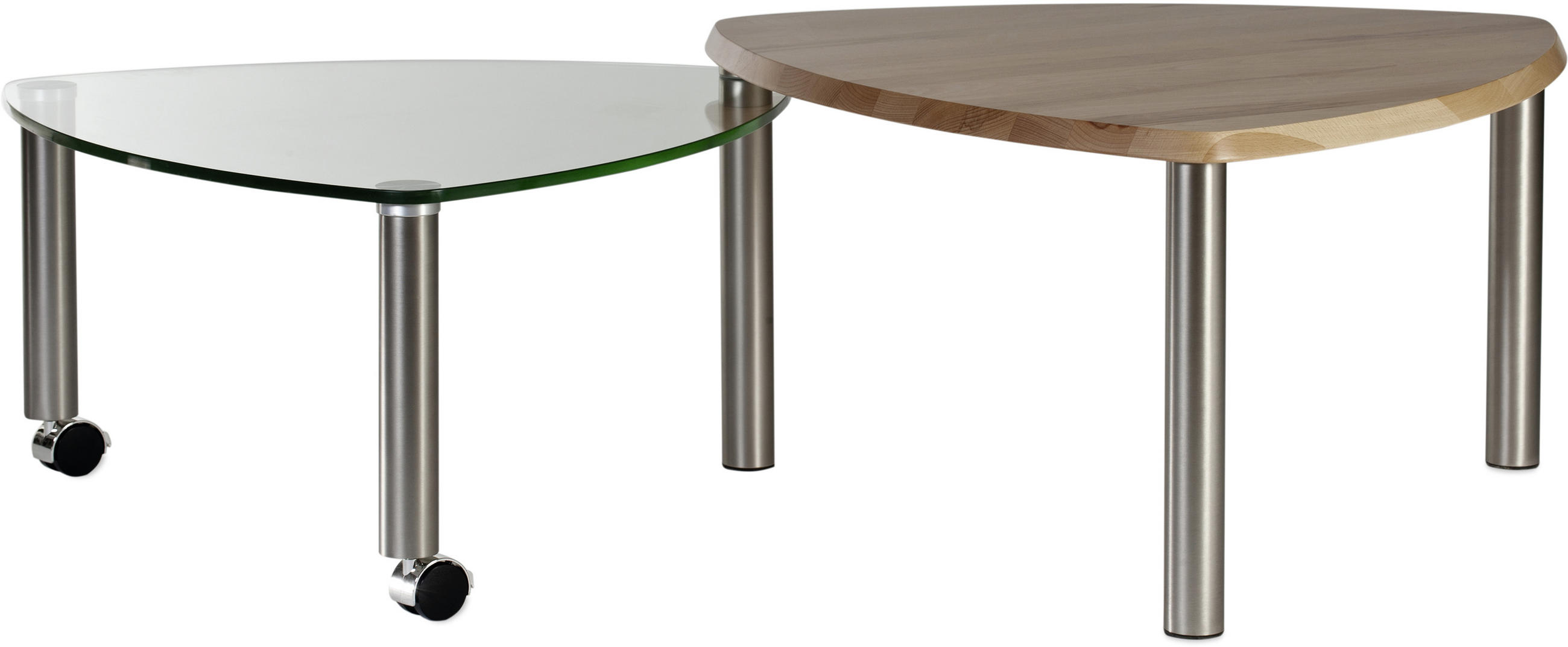 Thumbnail - Couchtisch, Eiche, Holz, Metall, Glas, Wildeiche,Kernbuche, massiv,furniert, Freiform, Rundrohr, 80x45x80 cm, ausziehbar...