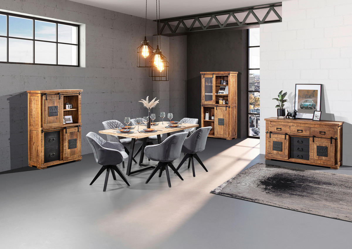 HIGHBOARD 95/145/45 cm  in Naturfarben  - Schwarz/Naturfarben, ROMANTIK / LANDHAUS, Holz/Metall (95/145/45cm) - Landscape