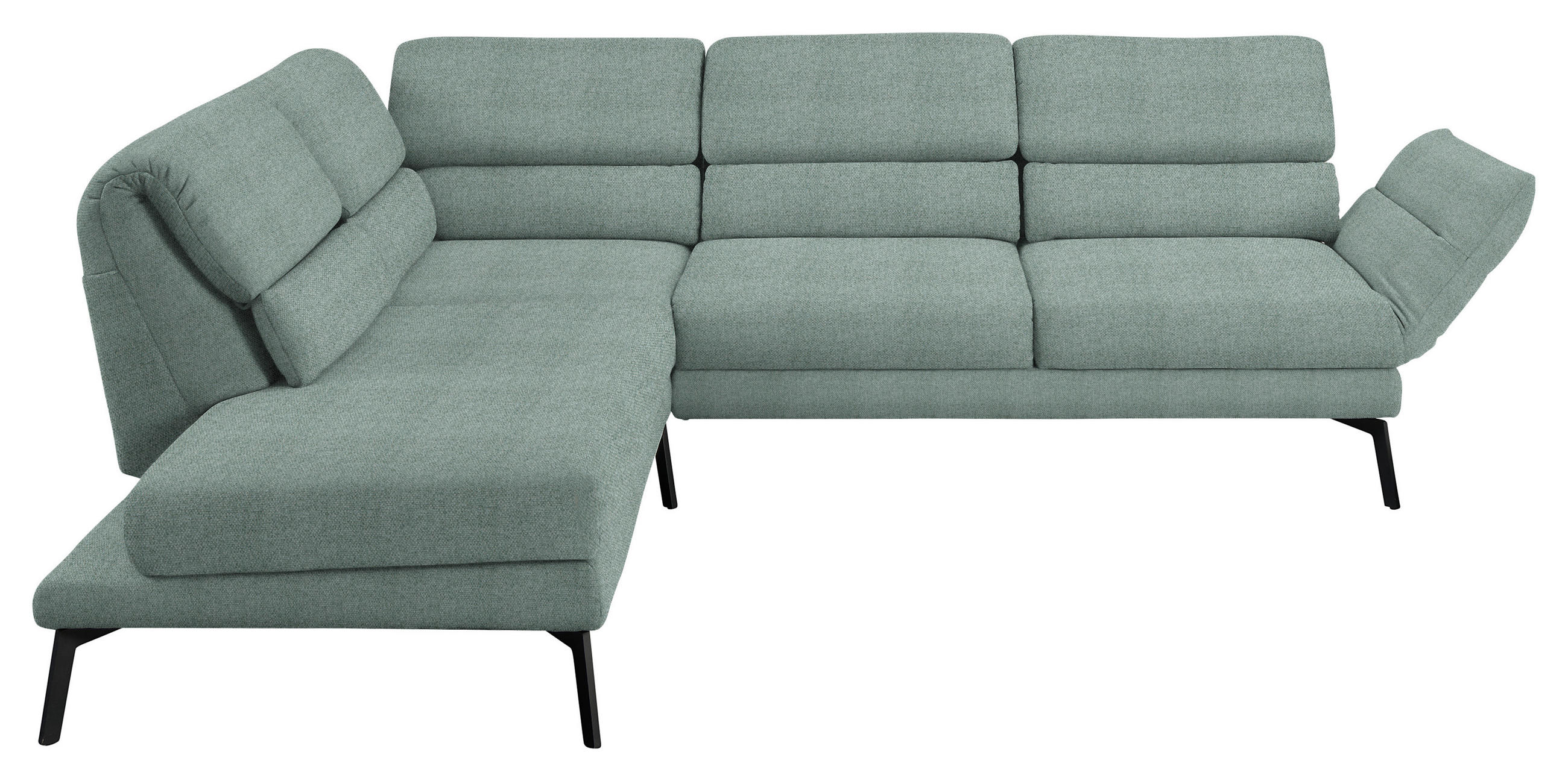 ECKSOFA in Flachgewebe Salbeigrün  - Salbeigrün/Schwarz, Design, Textil/Metall (212-253/256-363cm) - Dieter Knoll