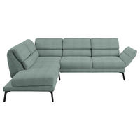 CANAPÉ D'ANGLE in Flachgewebe Salbeigrün  - Salbeigrün/Schwarz, Design, Textil/Metall (212-253/256-363cm) - Dieter Knoll