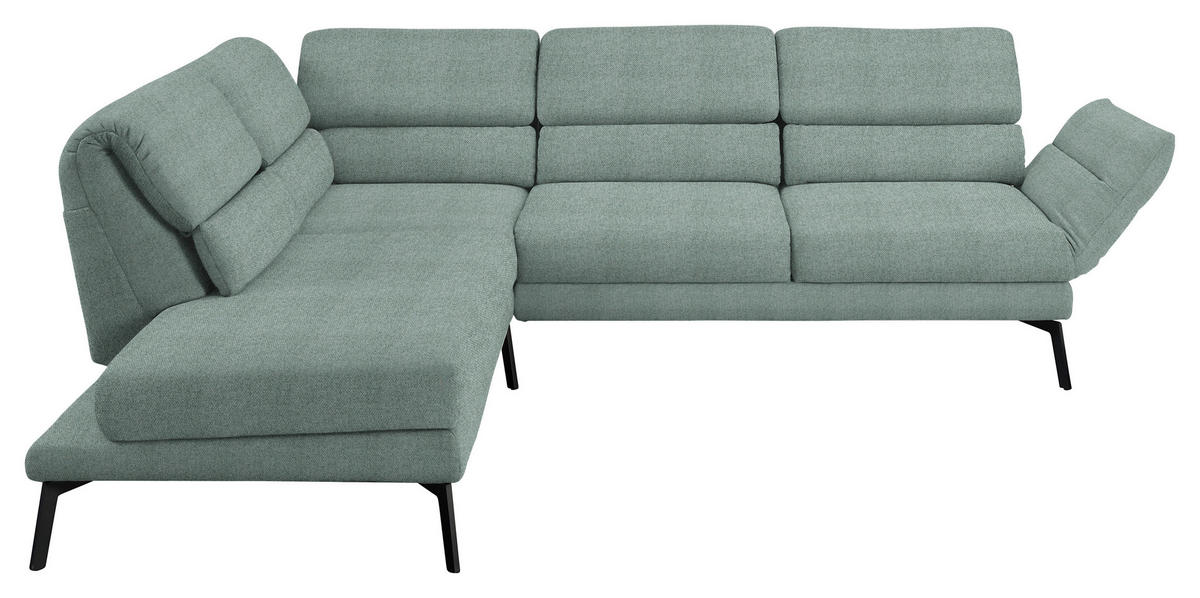 CANAPÉ D'ANGLE in Flachgewebe Salbeigrün  - Salbeigrün/Schwarz, Design, Textil/Metall (212-253/256-363cm) - Dieter Knoll