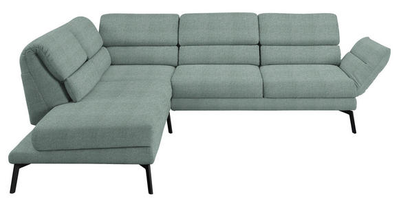 ECKSOFA in Flachgewebe Salbeigrün 212-253/256-363 cm - Salbeigrün/Schwarz, Design, Textil/Metall (212-253/256-363cm) - Dieter Knoll