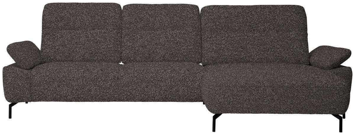 ECKSOFA in Chenille, Flachgewebe Dunkelgrün, Graubraun  318/165 cm  - Dunkelgrün/Graubraun, Design, Textil/Metall (318/165cm) - Xora