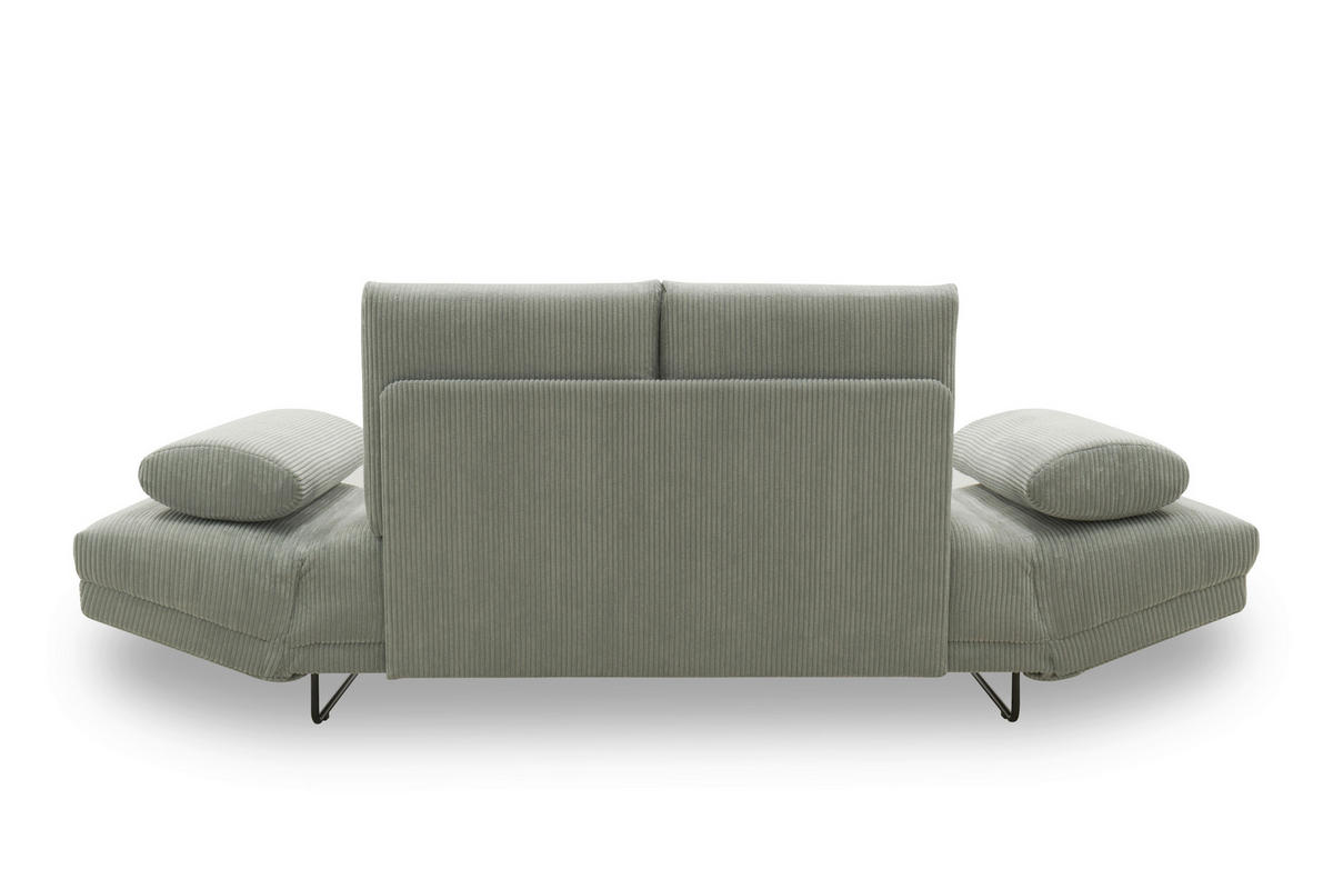 SCHLAFSOFA in Cord, Mikrofaser Hellgrau  - Hellgrau/Schwarz, Design, Textil/Metall (210/95/97cm) - MID.YOU