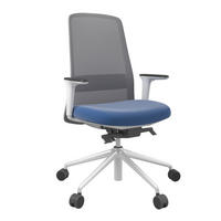 DREHSTUHL Lederlook Blau, Grau, Weiß  - Blau/Weiß, MODERN, Kunststoff/Textil (70/103-115/70cm)