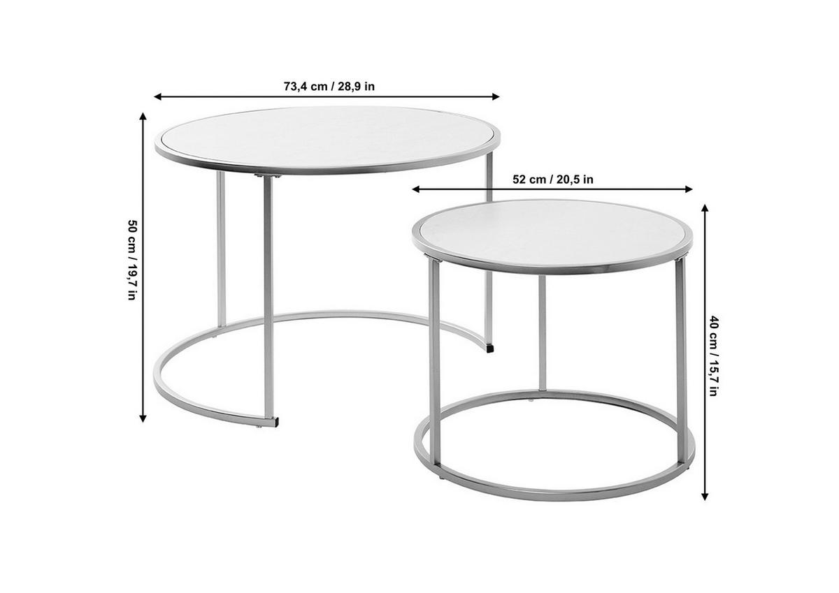 SATZTISCH in Metall, Holzwerkstoff 73,4/73,4/50 cm  - Goldfarben/Weiß, KONVENTIONELL, Holzwerkstoff/Metall (73,4/73,4/50cm) - Livetastic