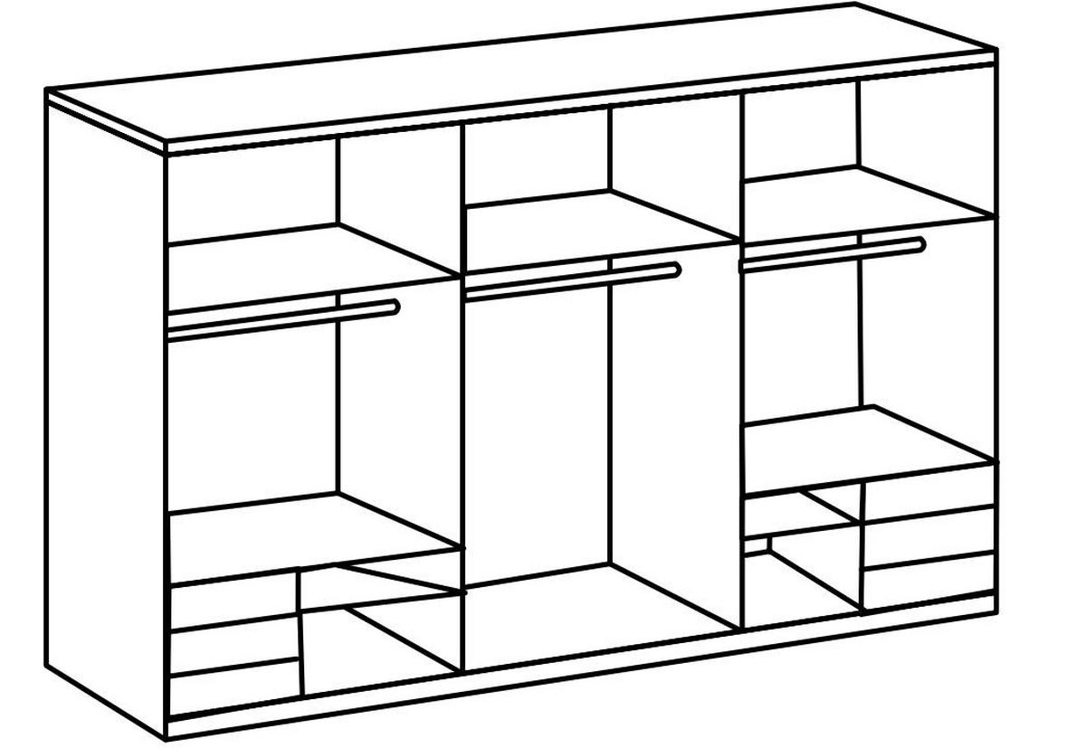 SCHWEBETÜRENSCHRANK in Grau, Eichefarben  - Chromfarben/Eichefarben, Modern, Holzwerkstoff (300/216/65cm) - MID.YOU