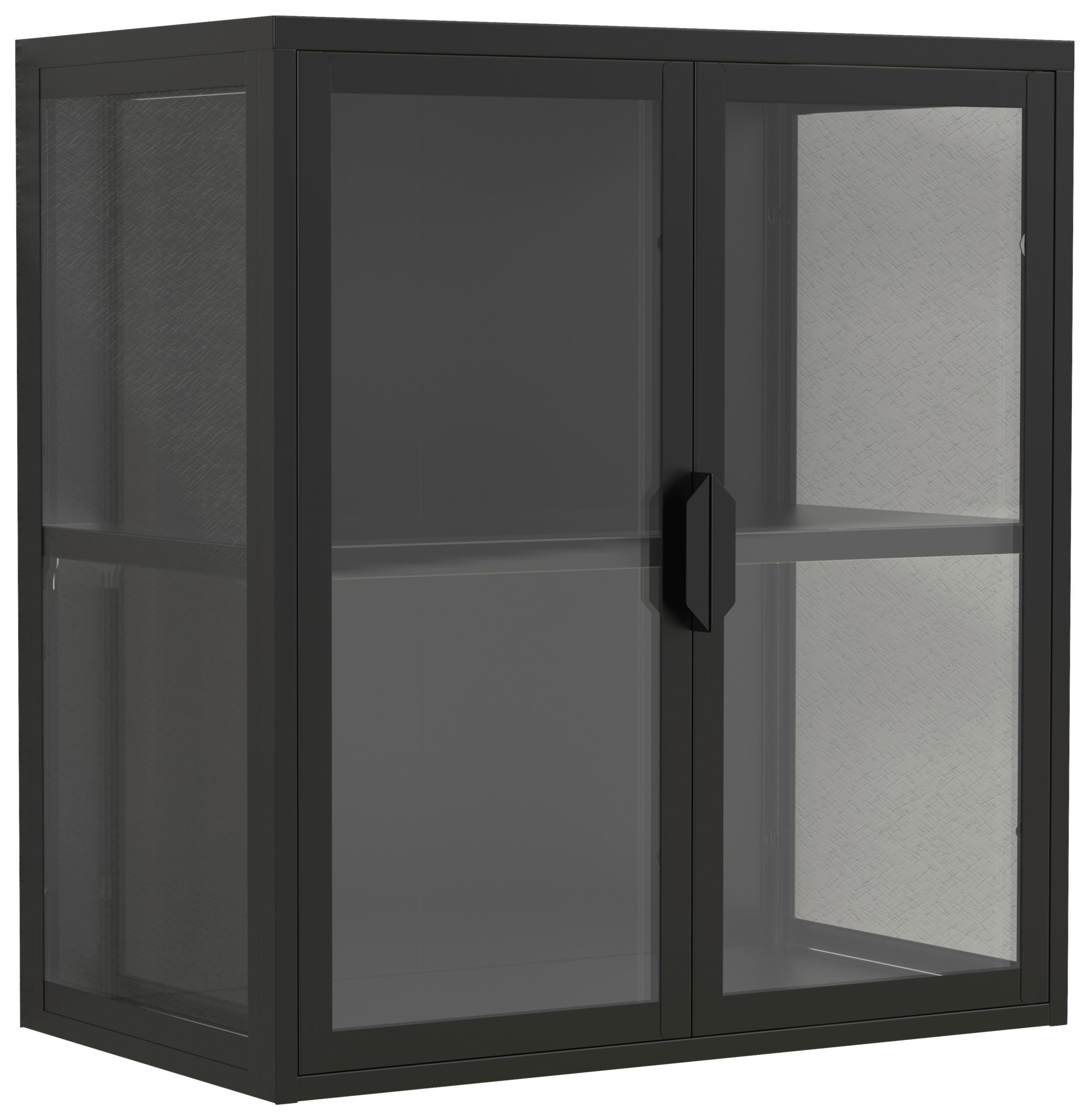 HÄNGEVITRINE  Schwarz  - Transparent/Schwarz, Design, Glas/Metall (60/65/35cm) - MID.YOU