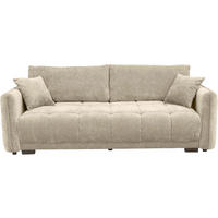 BOXSPRINGSOFA Chenille Naturfarben  inkl. Zierkissen, Rückenkissen, Bettkasten, Schlaffunktion  - Schwarz/Naturfarben, KONVENTIONELL, Kunststoff/Textil (235/94/103cm) - Novel