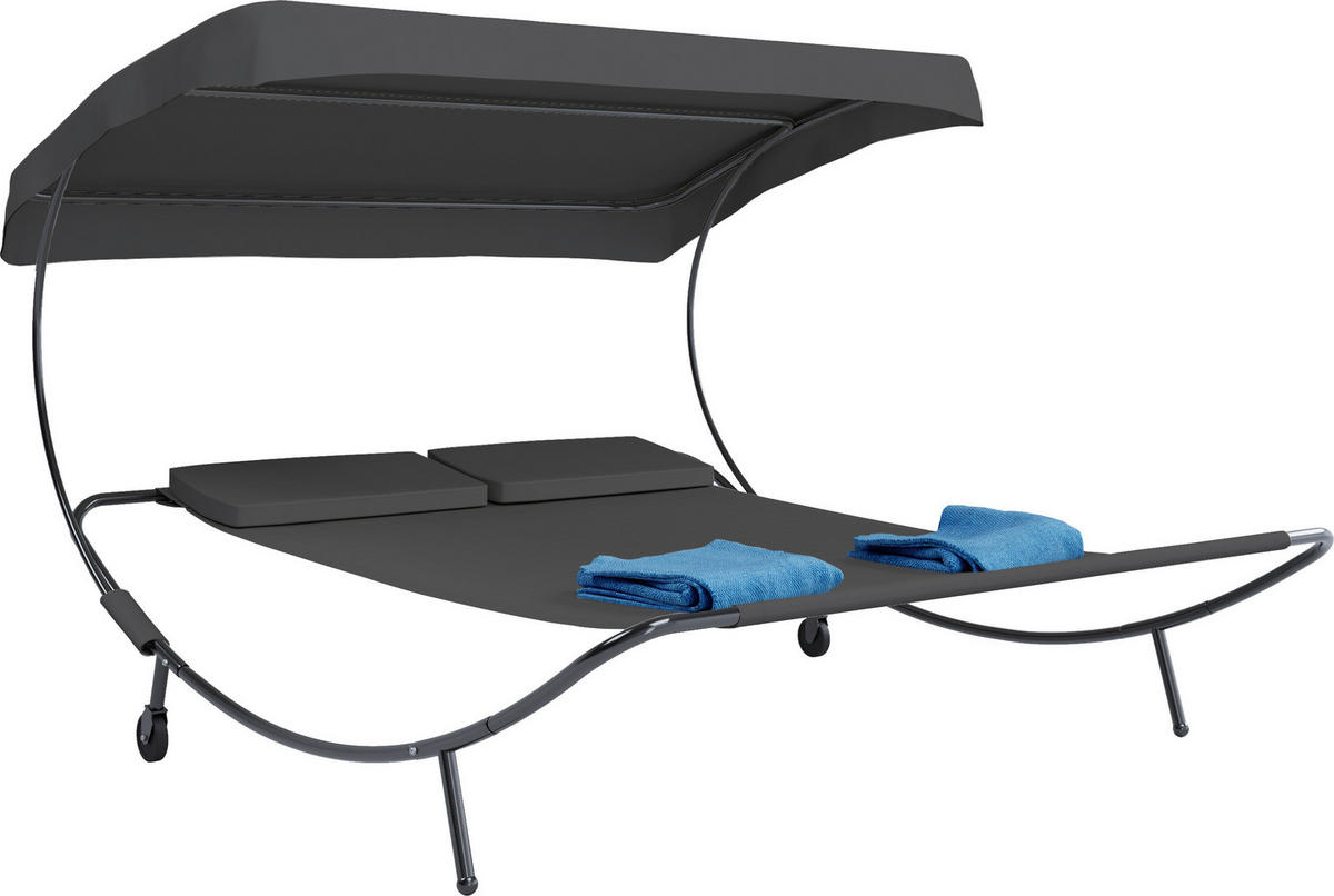 DOPPELLIEGE 130/137/200 cm  - Grau, Basics, Textil/Metall (130/137/200cm) - Gardenson