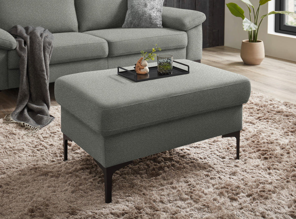 3-SITZER-SOFA in Flachgewebe Graugrün  - Schwarz/Graugrün, Design, Textil/Metall (226/89/97cm) - Pure Home Lifestyle