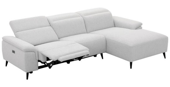 ECKSOFA  in Leinenoptik Hellgrau, Grauweiß  270/171 cm  - Schwarzchrom/Hellgrau, Design, Holz/Kunststoff (270/171cm) - Xora