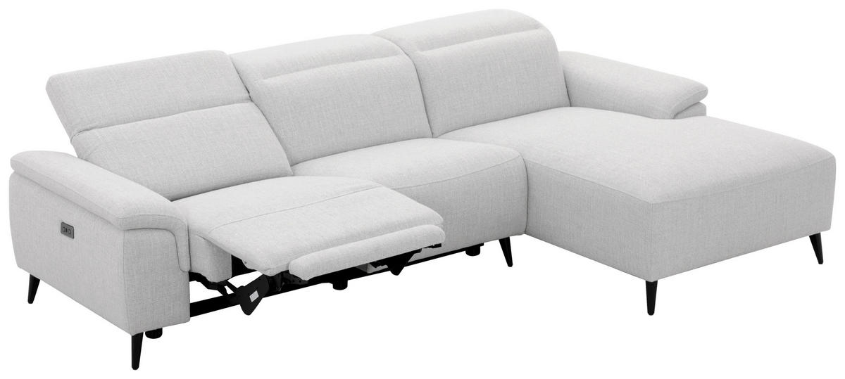 ECKSOFA inkl. Funktionen Hellgrau Leinenoptik  - Schwarzchrom/Hellgrau, Design, Holz/Kunststoff (270/75/171cm) - Xora