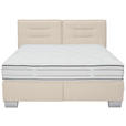 BOXSPRINGBETT 180/200 cm,  in Beige, Matratze, H2 + H2 = mittel  - Chromfarben/Beige, KONVENTIONELL, Textil (180/200cm) - Dieter Knoll