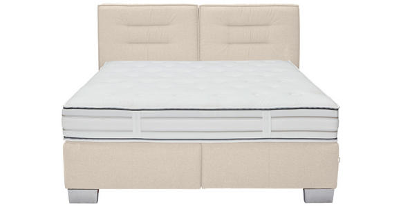 BOXSPRINGBETT 180/200 cm,  in Beige, Matratze, H2 + H2 = mittel  - Chromfarben/Beige, KONVENTIONELL, Textil (180/200cm) - Dieter Knoll