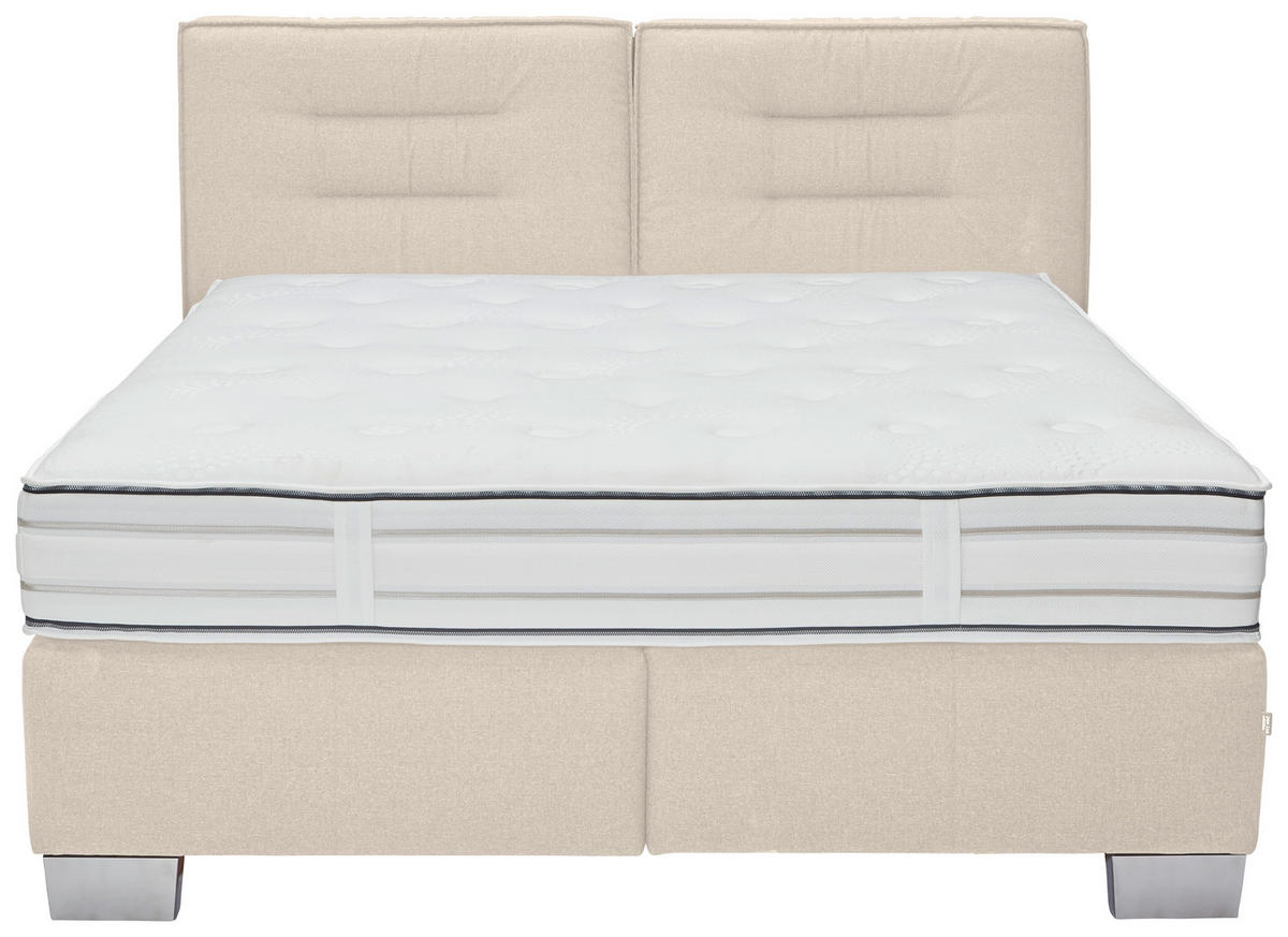 BOXSPRINGBETT 180/200 cm  in Beige  - Chromfarben/Beige, Konventionell, Textil (180/200cm) - Dieter Knoll