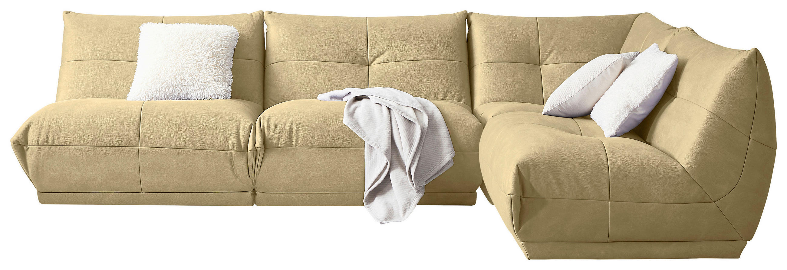 HÖRNSOFFA i läderimitation beige  - beige, Trend, textil (315/210cm) - Livetastic