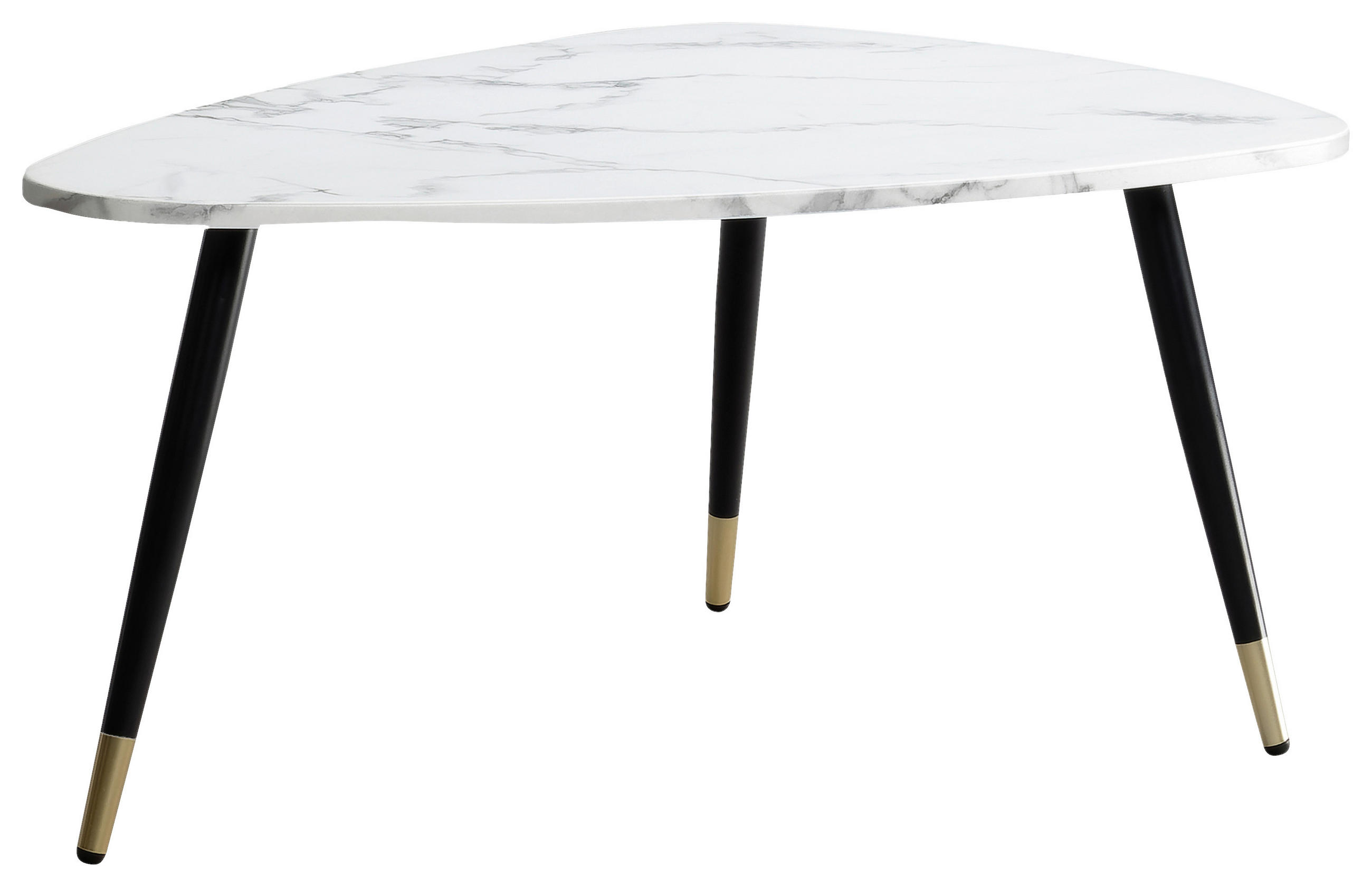 COUCHTISCH 90/60/41 cm organisch Weiß  - Goldfarben/Schwarz, Design, Holzwerkstoff/Metall (90/60/41cm) - MID.YOU