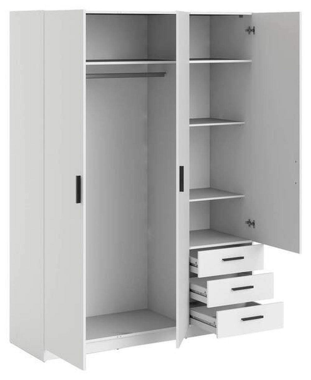 GARDEROB 147/200,4/49,8 cm 3-dörrar - vit/svart, Basics, metall/trämaterial (147/200,4/49,8cm) - Best Price