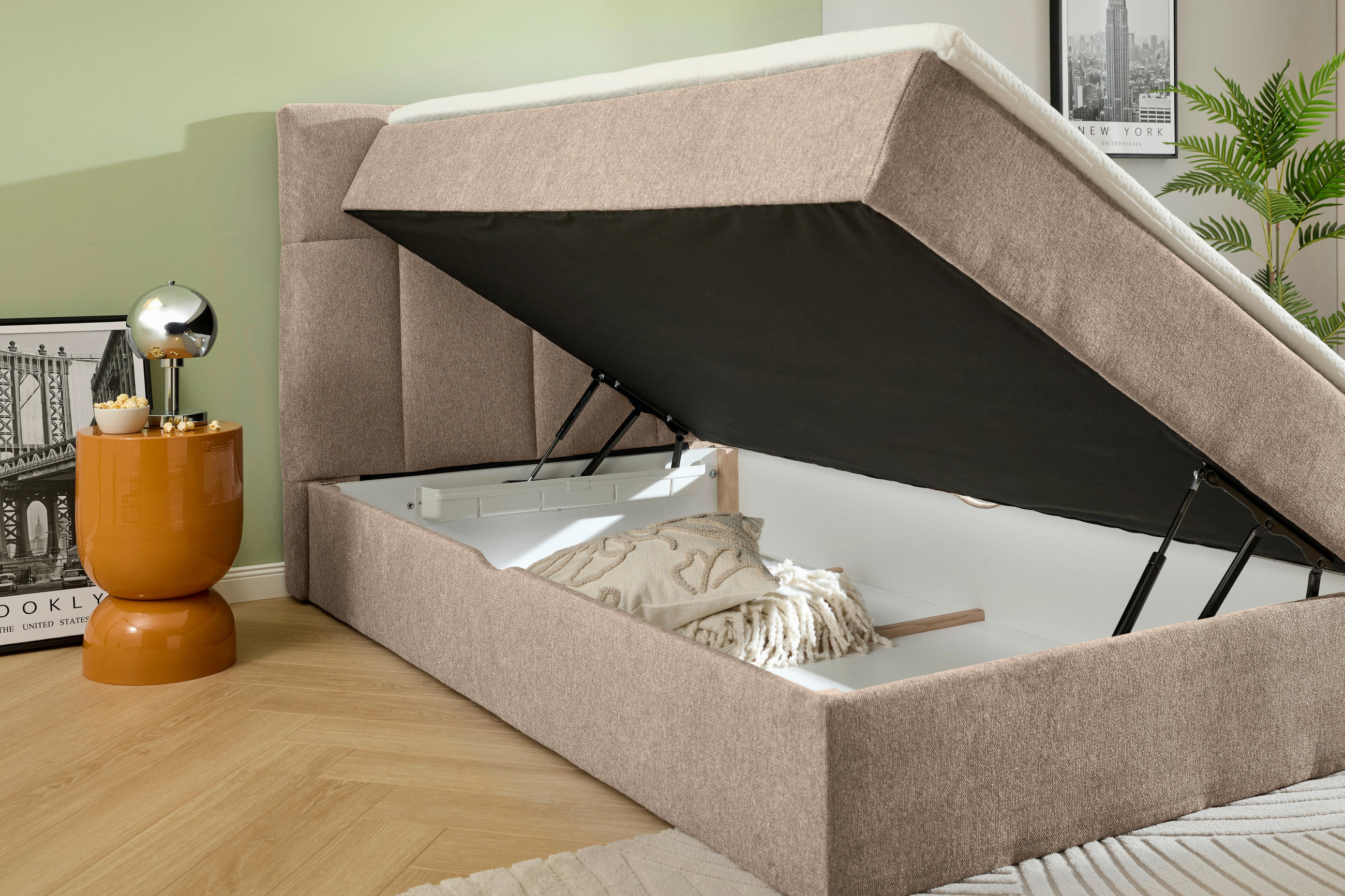 BOXBETT 90/200 cm  in Taupe  - Taupe, KONVENTIONELL, Textil (90/200cm) - Boxxx