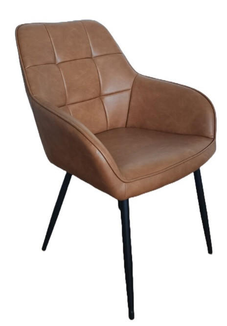 STOL MED ARMSTÖD läderimitation  - brun/svart, Design, metall/textil (58/84/59cm) - Niels Andersson