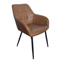 STOL MED ARMSTÖD läderimitation  - brun/svart, Design, metall/textil (58/84/59cm) - Niels Andersson