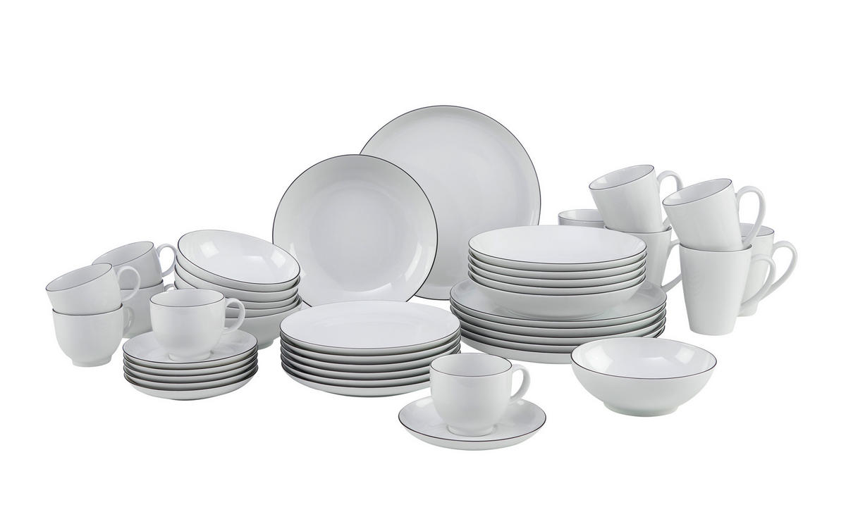 KOMBINOVANÝ SERVIS, 30-dielne, porcelán - čierna/biela, Basics, keramika - Seltmann Weiden