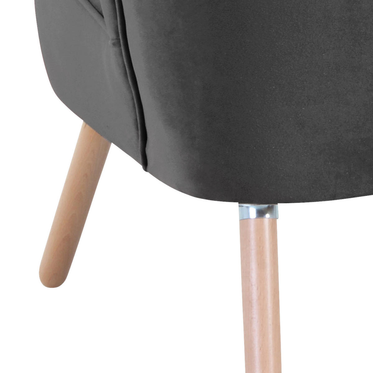 SESSEL in Samt, Velours Anthrazit  - Anthrazit/Buchefarben, Design, Holz/Textil (70/80/66cm) - Max Winzer