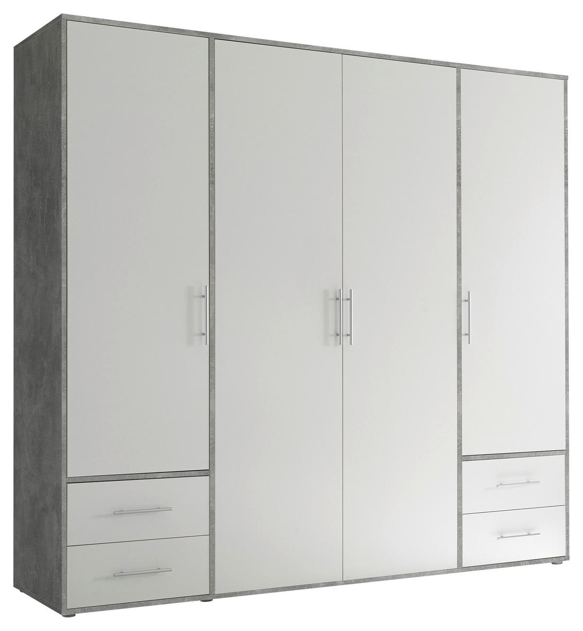DULAP CU UȘI ROTATIVE alb, gri deschis  - gri deschis/alb, Konventionell, plastic/material pe bază de lemn (206/195/60cm) - Carryhome
