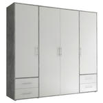 DREHTÜRENSCHRANK  in Weiß, Hellgrau  - Hellgrau/Alufarben, KONVENTIONELL, Holzwerkstoff/Kunststoff (206/195/60cm) - Carryhome