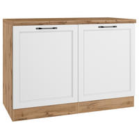 SPÜLENUNTERSCHRANK 120/86/60 cm  in Weiß, Eiche Wotan  - Eiche Wotan/Schwarz, LIFESTYLE, Holzwerkstoff/Metall (120/86/60cm) - Held