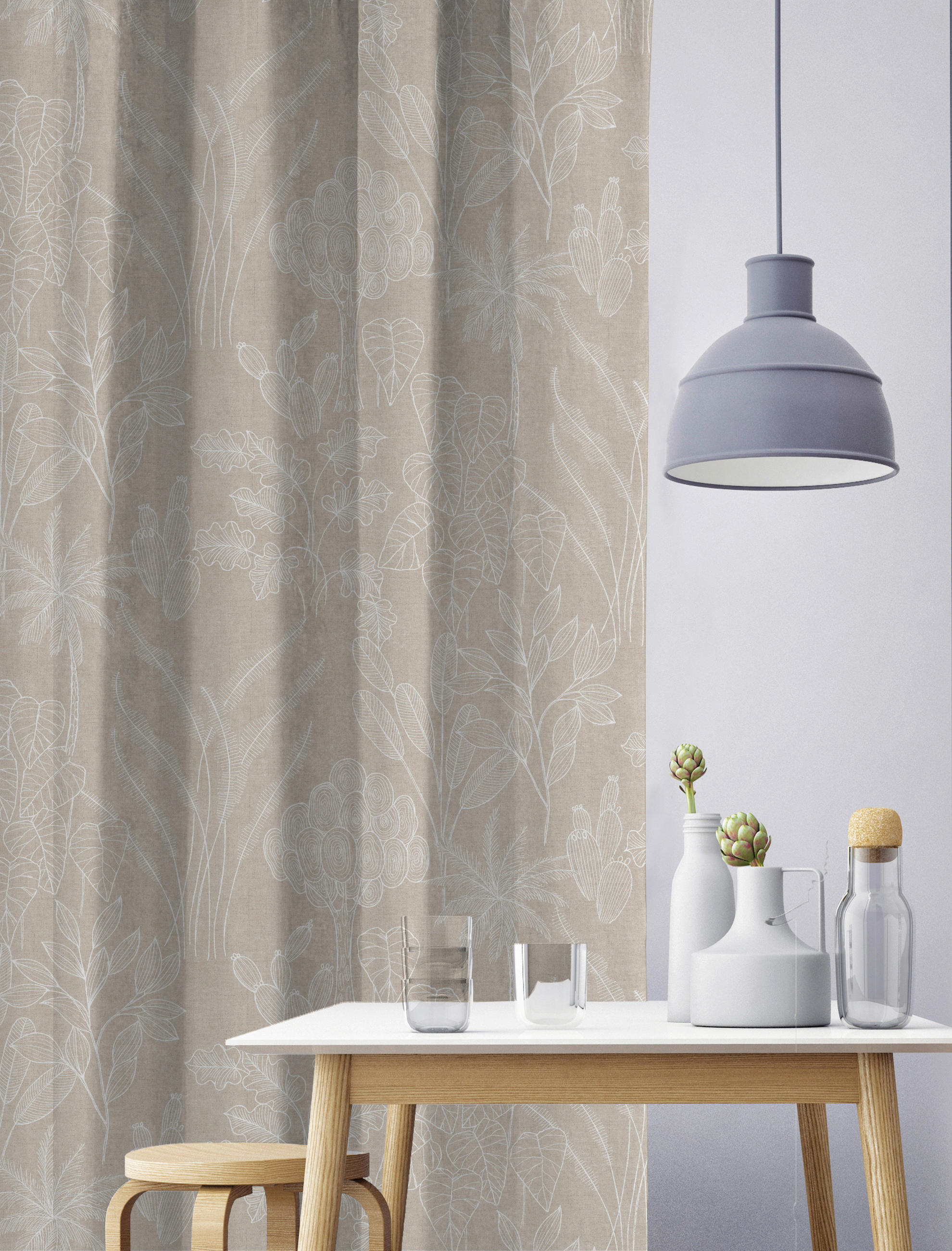 VORHANGSTOFF per lfm blickdicht  - Hellbraun, Design, Textil (140cm) - Esposa
