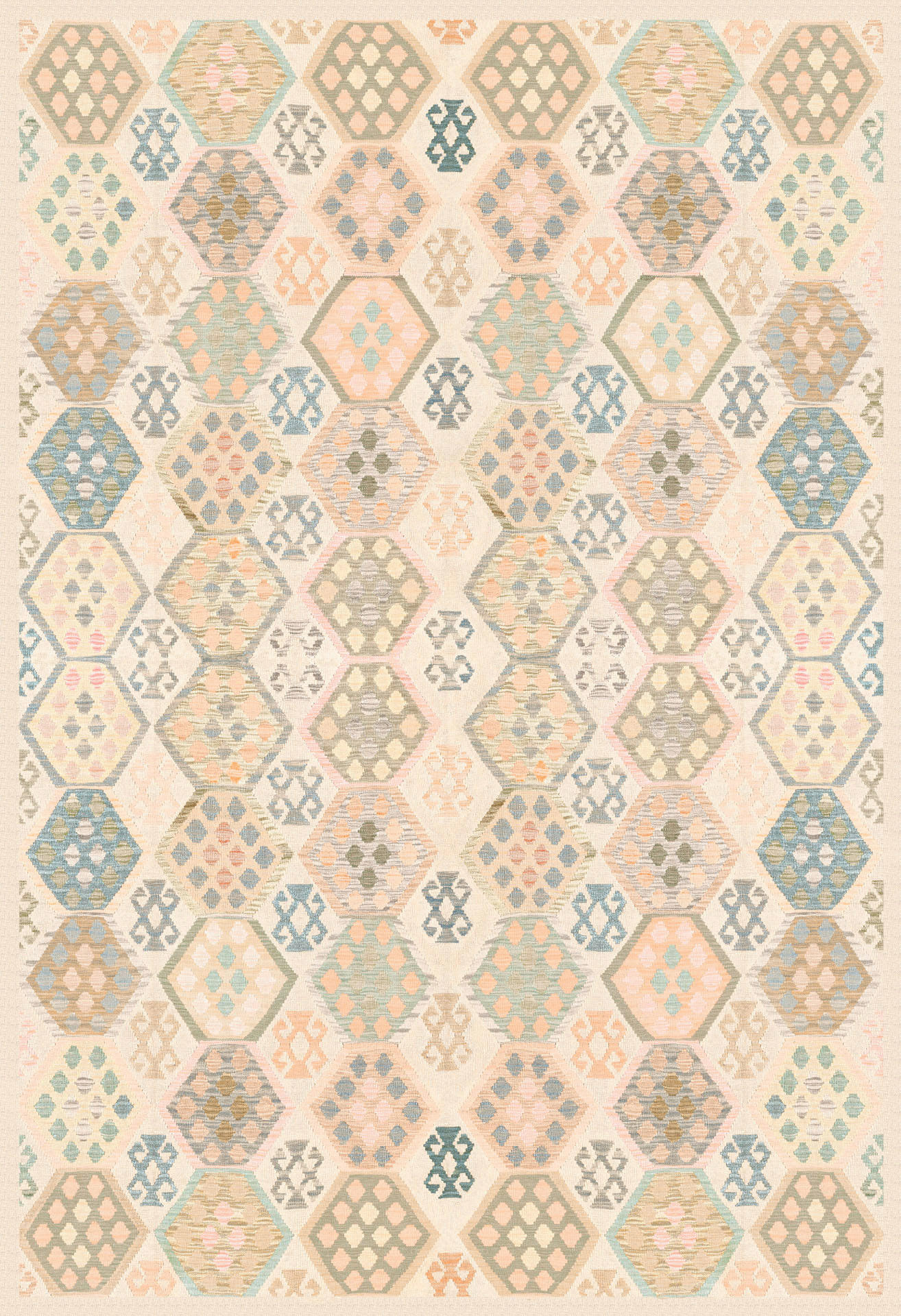 VINTAGE-TEPPICH  Wohnzimmer 130/190 cm Ondea Parviza Sandfarben, Hellrosa, Blaugrau rechteckig  - Sandfarben/Hellrosa, LIFESTYLE, Kunststoff/Textil (130/190cm) - Lindorug