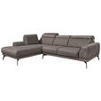 ECKSOFA in Mikrofaser Grau  - Schwarz/Grau, KONVENTIONELL, Textil/Metall (207/273cm) - Carryhome