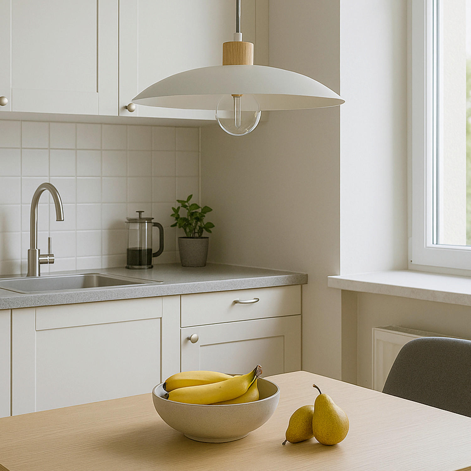 HÄNGELEUCHTE 40/40/80 cm  - Weiß, Basics, Glas/Holz (40/40/80cm)