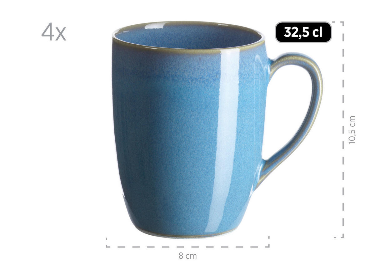 KOMBISERVICE Ossia 16-teilig  - Sandfarben/Hellblau, Basics, Keramik - Mäser