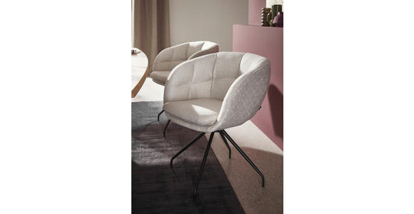 ARMLEHNSTUHL  Beinauswahl, Sitzfläche 360° drehbar, Stoff-/Lederauswahl Jacquard  Sandfarben  - Sandfarben/Schwarz, Design, Textil/Metall (62/81/63cm) - Dieter Knoll