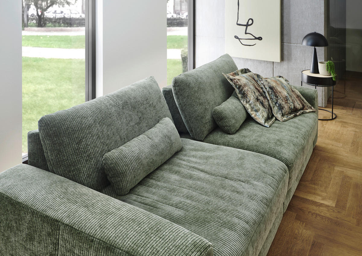BIGSOFA in Chenille, Jacquard Dunkelgrün  - Dunkelgrün/Schwarz, Design, Kunststoff/Textil (270/83/125cm) - Niels Andersson