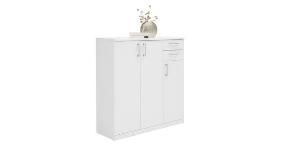 KOMMODE , 106/110/36 cm, 2 Schublade(n)  - Silberfarben/Schwarz, Basics, Holzwerkstoff/Kunststoff (106/110/36cm) - Xora