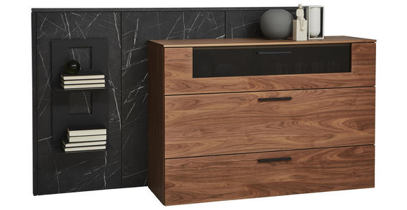 SIDEBOARD 198/109,9/47,2-55,2 cm - Schieferfarben/Anthrazit, Design, Glas/Holz (198/109,9/47,2-55,2cm) - Dieter Knoll
