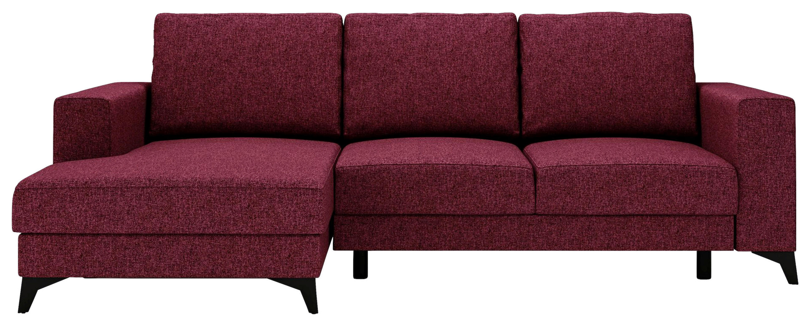 ECKSOFA  in Flachgewebe Rot  156/244 cm  - Rot/Schwarz, Design, Textil/Metall (156/244cm) - Livetastic