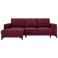 ECKSOFA  in Flachgewebe Rot  156/244 cm  - Rot/Schwarz, Design, Textil/Metall (156/244cm) - Livetastic