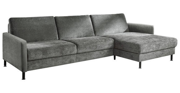 ECKSOFA Dieter Knoll Dunkelgrau Chenille, Flachgewebe Rücken echt  - Dunkelgrau/Schwarz, Design, Textil/Metall (316/175cm) - Dieter Knoll
